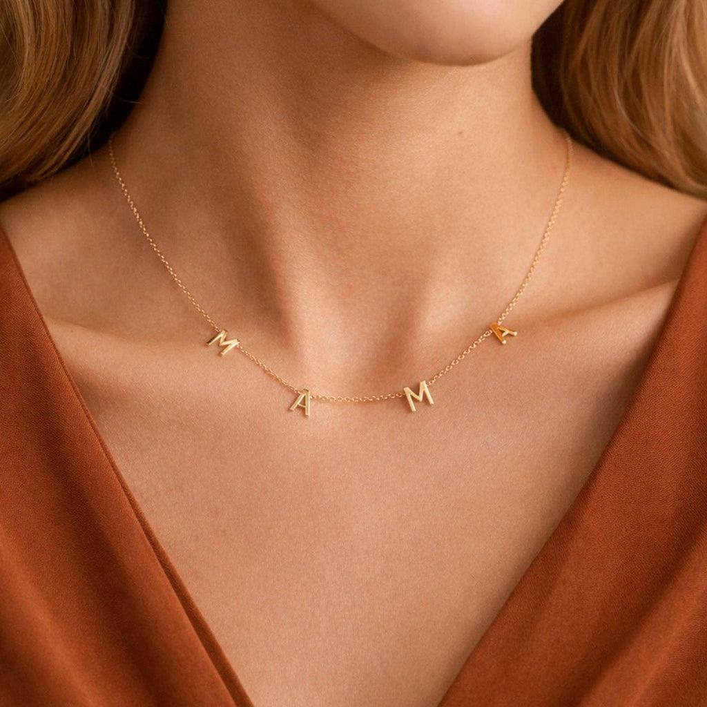 18K Gold PVD Plated Stainless Steel Mama Necklace