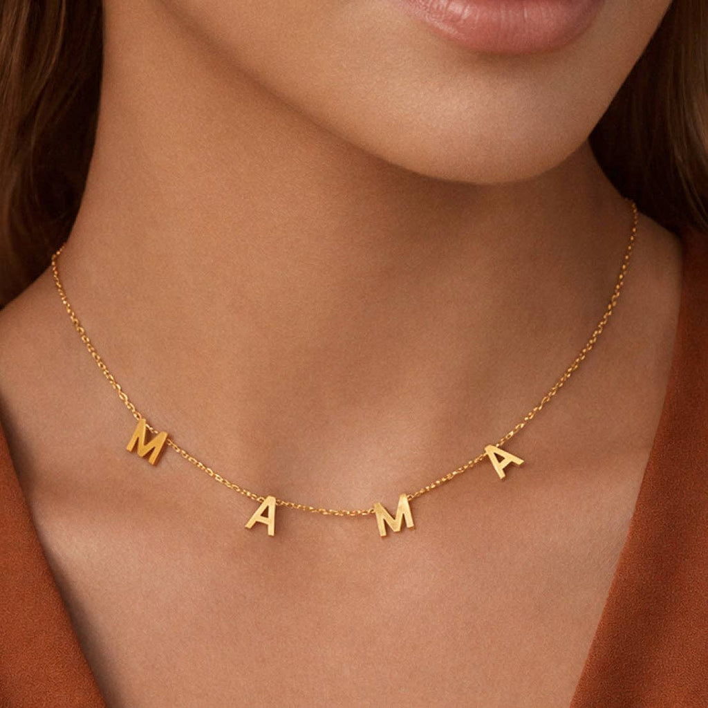 18K Gold PVD Plated Stainless Steel Mama Necklace