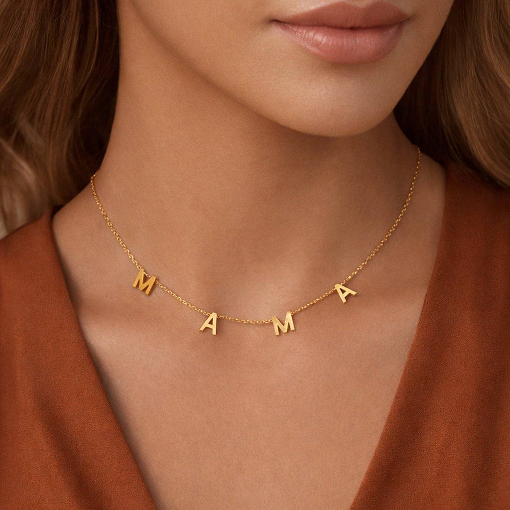 18K Gold PVD Plated Stainless Steel Mama Necklace