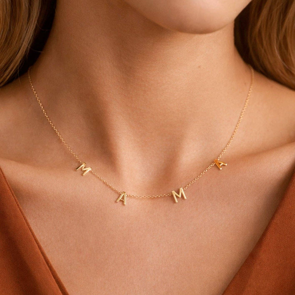 18K Gold PVD Plated Stainless Steel Mama Necklace
